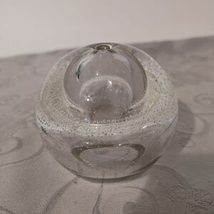 Poland, Glass bubble oil lamp, bud vase, paper weight.